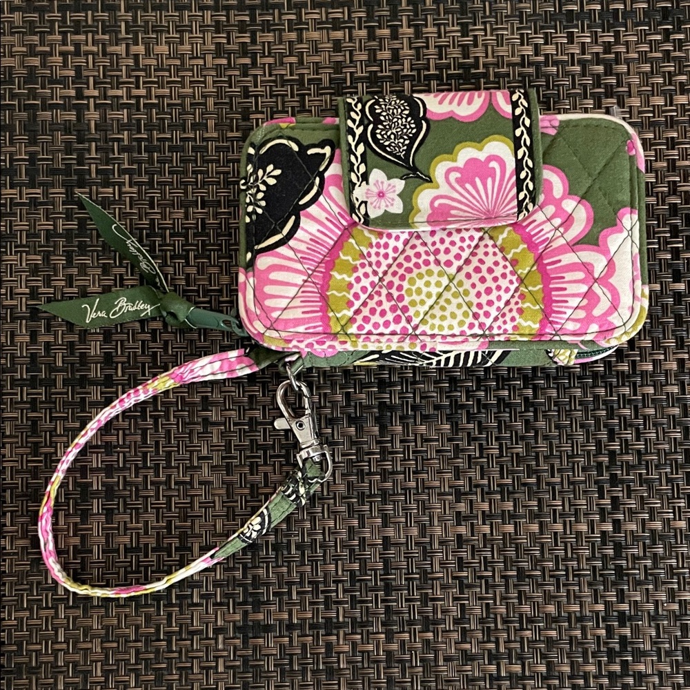Vera Bradley Pink and Green Floral Wristlet